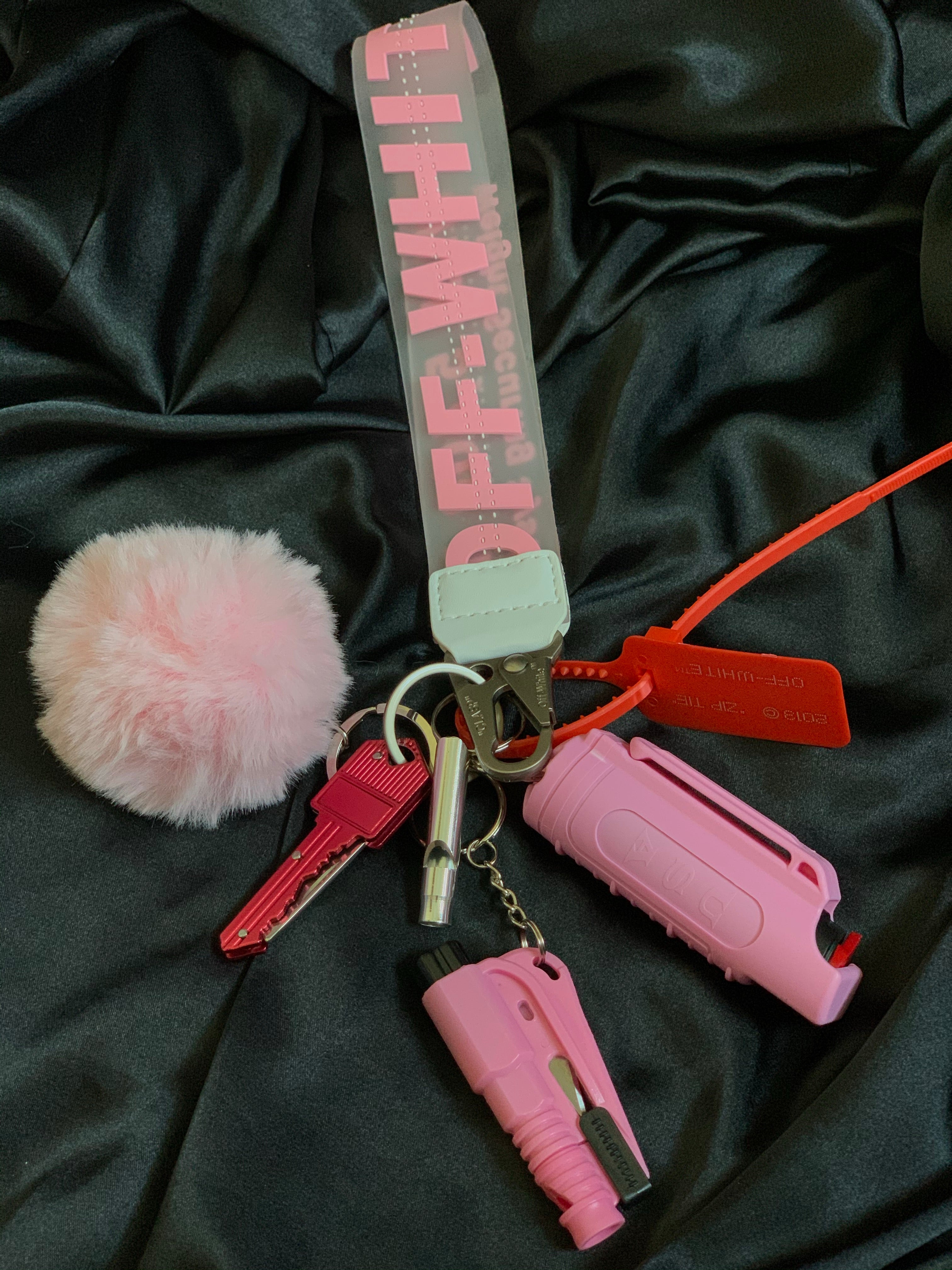 hot pink off white keychain